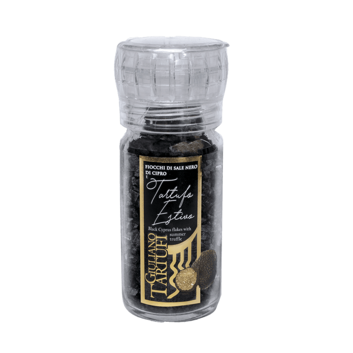 Sale nero al tartufo / Black flakes salt with Summer truffle slices 90 g  - Grinder