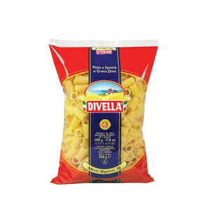 A pack of Divella Mezzi Rigatoni Pasta #18, 500g